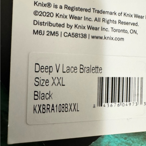 Knix Deep V-Neck Plunge Black Lace Bra Wireless Wire Free Size XXL NWT - Picture 9 of 10